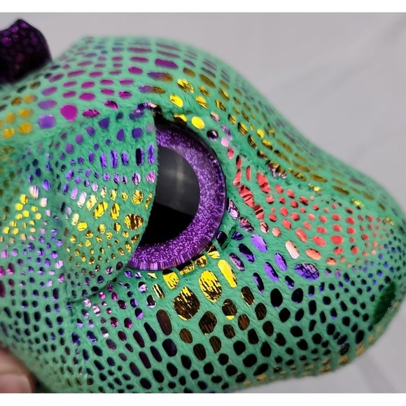 Ty Cinder The Dragon 10" Plush Stuffed Green Purple Shiny Metallic Scales 2017 - Picture 7 of 12